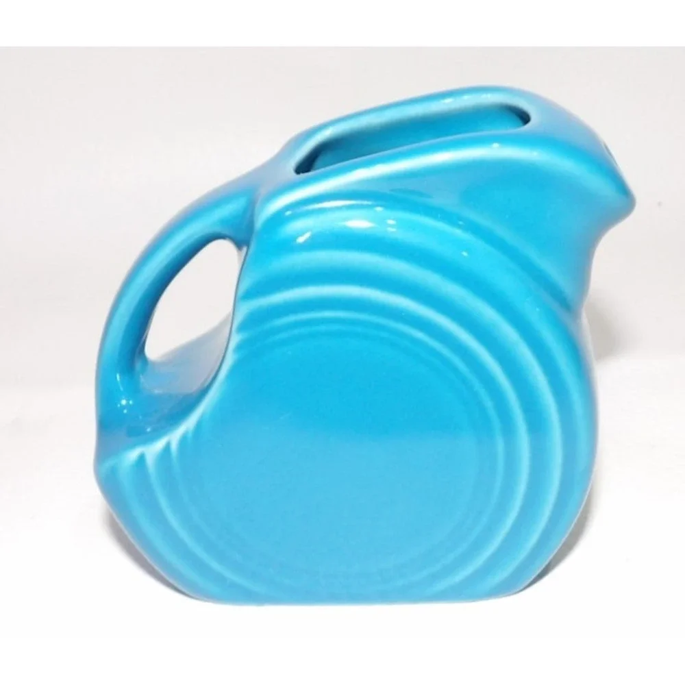 Fiesta Peacock Blue Ceramic Mini Disc Cream Pitcher USA Art Deco